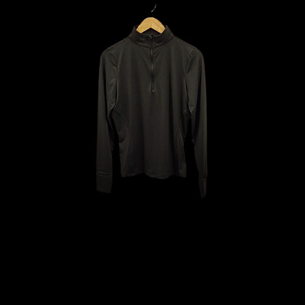 Quince Women Flowknit Quarter-Zip Pullover Black Sleeved Top M